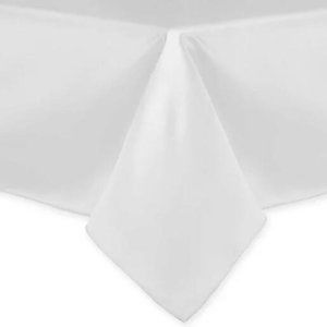 ultimate textile duchess lamour satin 52-inch x 72-inch oblong tablecloth- white